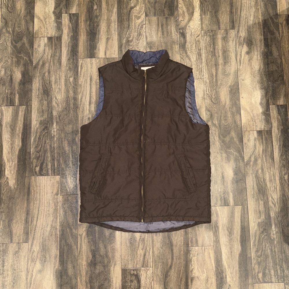 Weatherproof Vintage Full-Zip Puffer Vest Outdoor Hiking Gear Men's Size L Brown